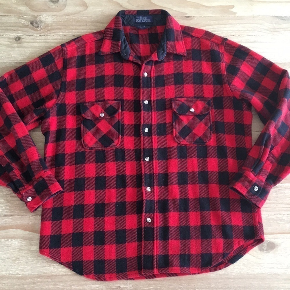 Vintage Van Heusen Buffalo Plaid Camp Shirt Jacket
